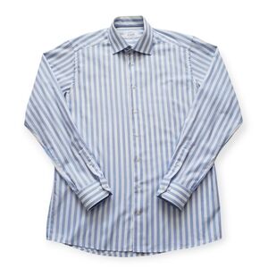 ETON Men's Dress Shirt 16.5 42 White Blue Striped Contemporary 100% Cotton Twill